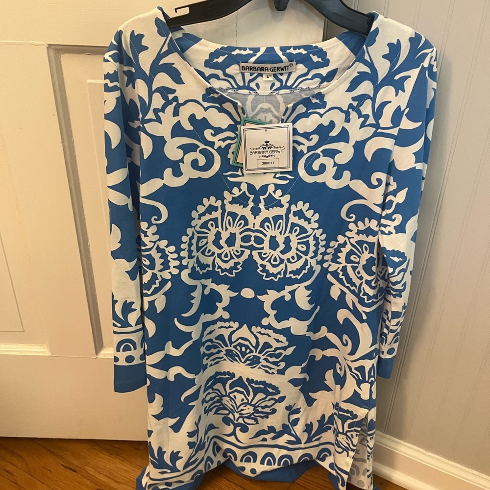 Barbara Gerwit Blue and White Women's Top